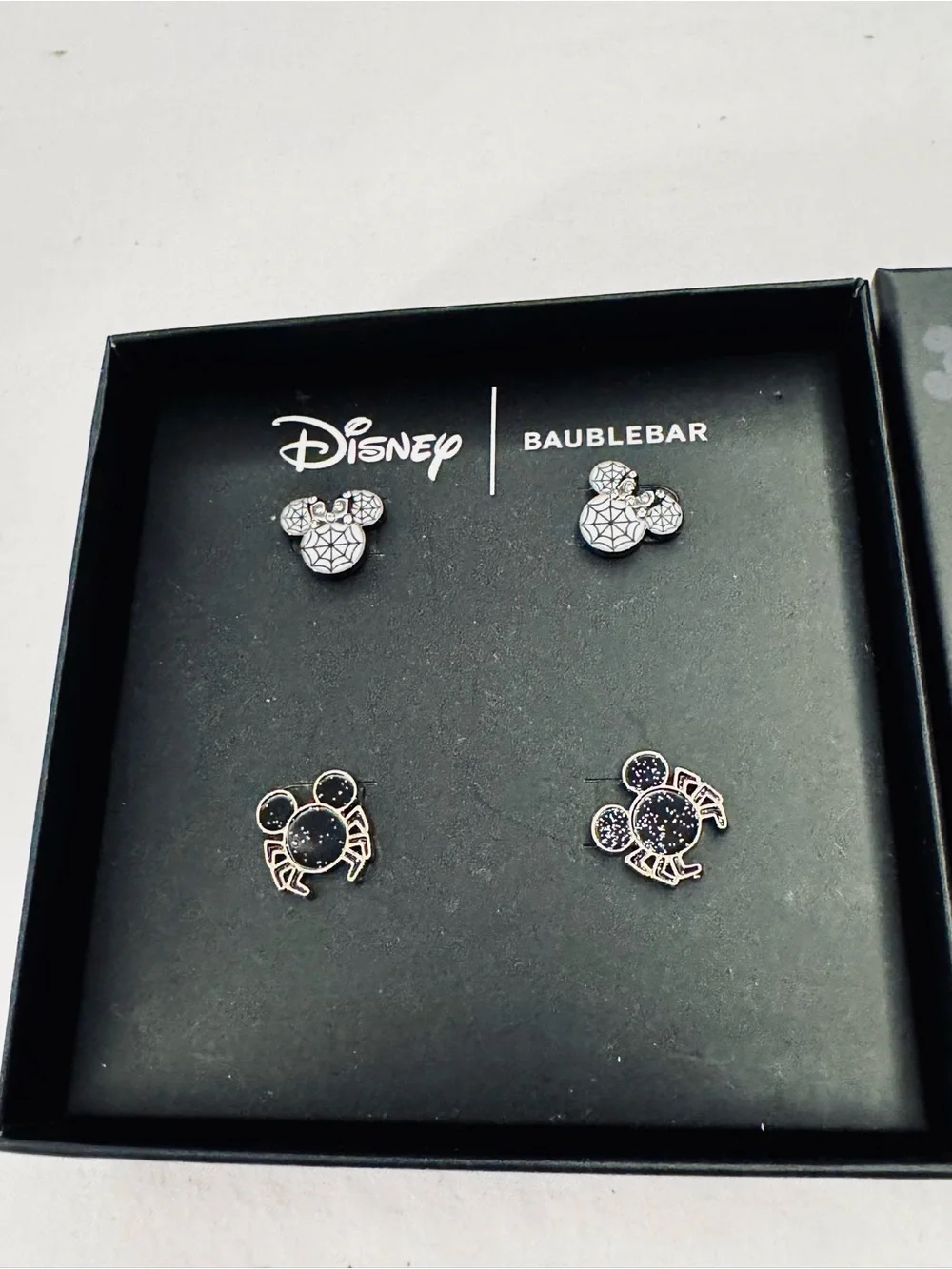 Kids Black Halloween Crystal Mickey Stud Earring Set